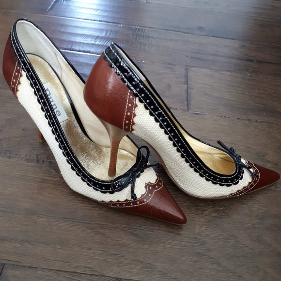 Dune London High Heels Brown Black Cream - Picture 2 of 9